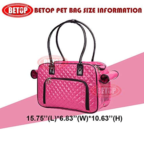 [Australia] - BETOP HOUSE Mirror Surface Faux Leather Tote Purse Dog and Pet Carrier Travel Bag Pink 