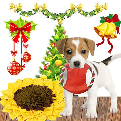 [Australia] - U/N Snuffle Mat for Dogs，Dog Puzzle Toys，Dog Snuffle Mat Sunflower Boredom Medium Small Cat Pet Machine Washable Indoor Game Feed Treat Food Interactive Dispensing (Yellow) 