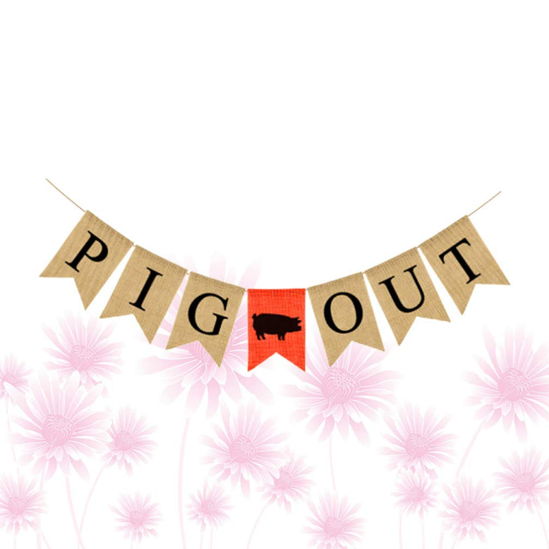 NUOBESTY Party Banner Pig Out Garland Swallowtail Burlap Banner Wall Hanging Decoration for Funny Christmas Party Supplies Favors - PawsPlanet Australia