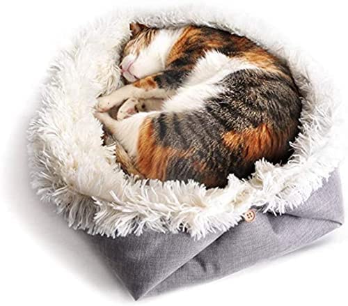 ToKinCen Pet Bed for Cat and Small Dogs, Function 2 in 1 Plush Soft Blanket Cushion Bed for Indoor Cats Dogs Foldable Washable Convertible Self-Warming for Kittens Puppy Dog?grey? - PawsPlanet Australia