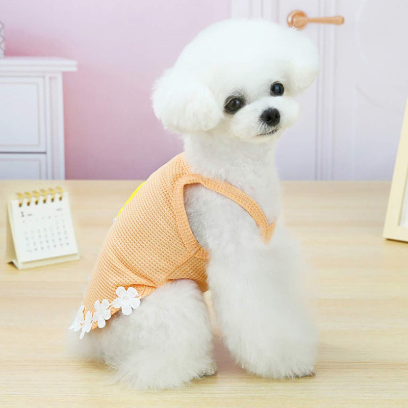 Dog Dress Puppy Skirt Dog Clothes Princess Dresses Tutu Chick Braces Skirt Wedding Cotton Suspender Skirt for Small Dog Girl Female Cat (Orange, S) Orange - PawsPlanet Australia