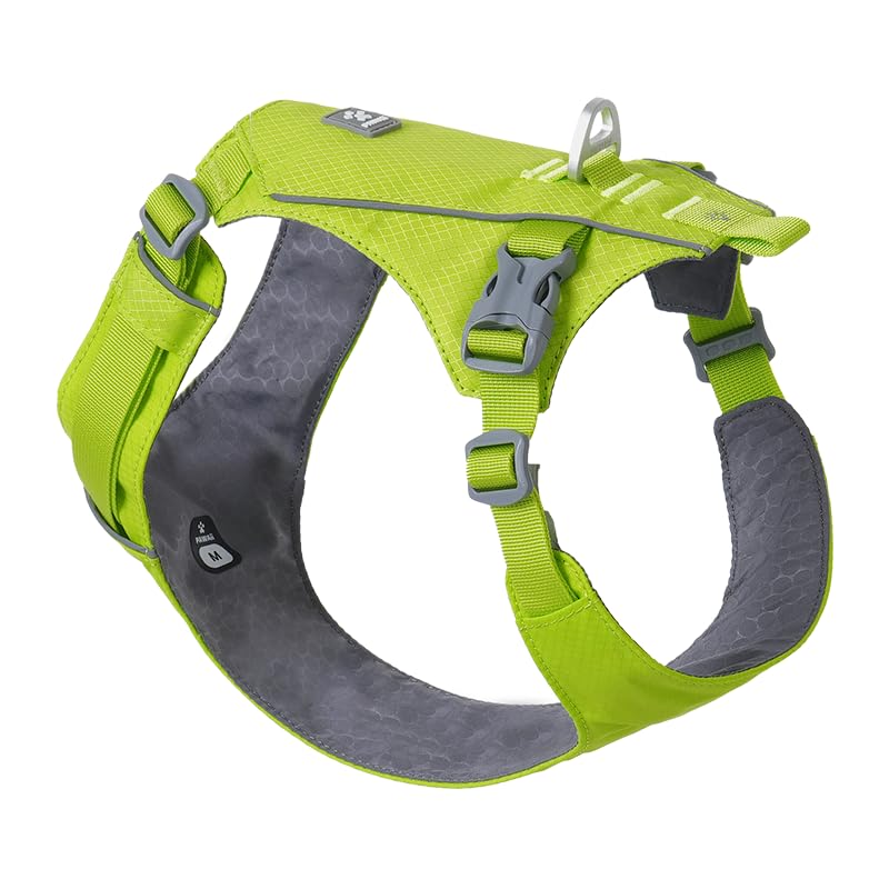 Pawaii dog harness, dog harness for small dogs, ultra-light and ultra-thin, anti-pull, breathable, adjustable, perfect for going out, dog harness with handle, lime green M - PawsPlanet Australia