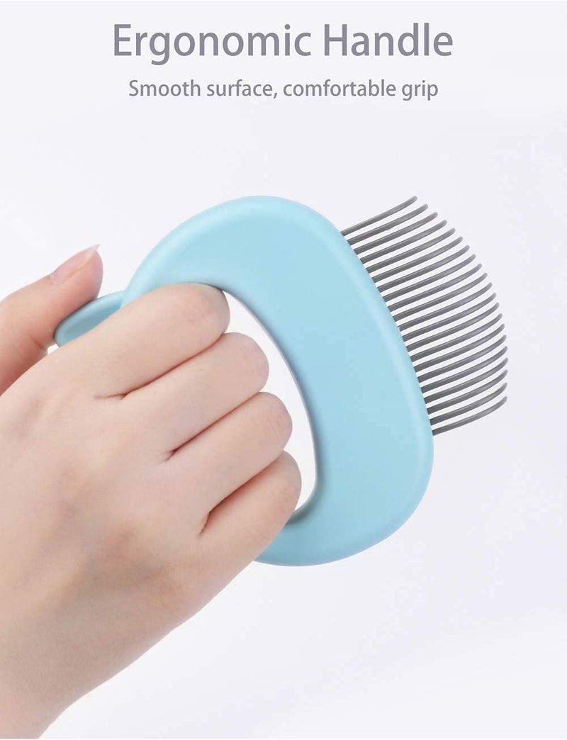 Afocuz Cat Massage Comb Pet Cat Dog Hair Removal Shell Comb Grooming Hair Removal Cleaning Comb Massager Tool (Blue) Blue - PawsPlanet Australia