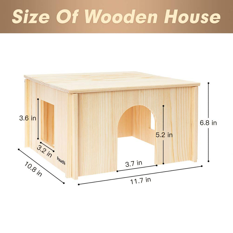 [Australia] - PAWCHIE Wooden Hut with Windows - Detachable and Large Size Wood House, Suitable for Guinea Gigs, Hamsters, Chinchillas and Other Small Animals Hideout Habitat 