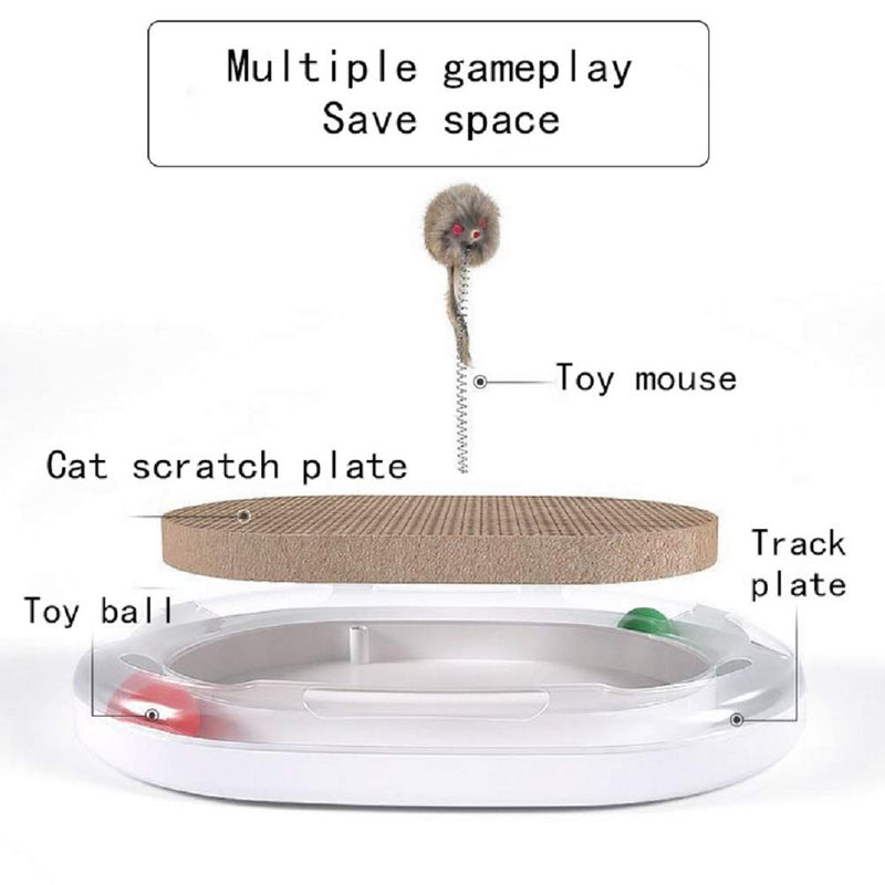 IMPHOM Cat Toy Scratcher Ball Roller Track Cat Ball Tower Puzzle Set Turn Plate Table Pet Baby Toy Four Ball (Burlywood) burlywood - PawsPlanet Australia