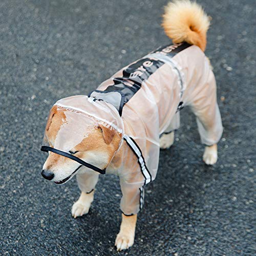 PETSYARDS Dog Raincoats Rainy Days Transparent Dog Full-Cover Rain Jacket Coat Four Legs Poncho Hoodies with Reflective Strip for Small Dogs XS X-Small(Back: 8.5",1-3 LBS) - PawsPlanet Australia