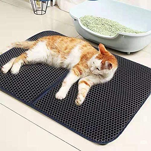 Louis Donne Cat Litter Mat Cat Litter Trapping Mat - 26” X 18” Honeycomb Double Layer Design, Water Proof EVA Material, Easier to Clean, Washable - Black - PawsPlanet Australia