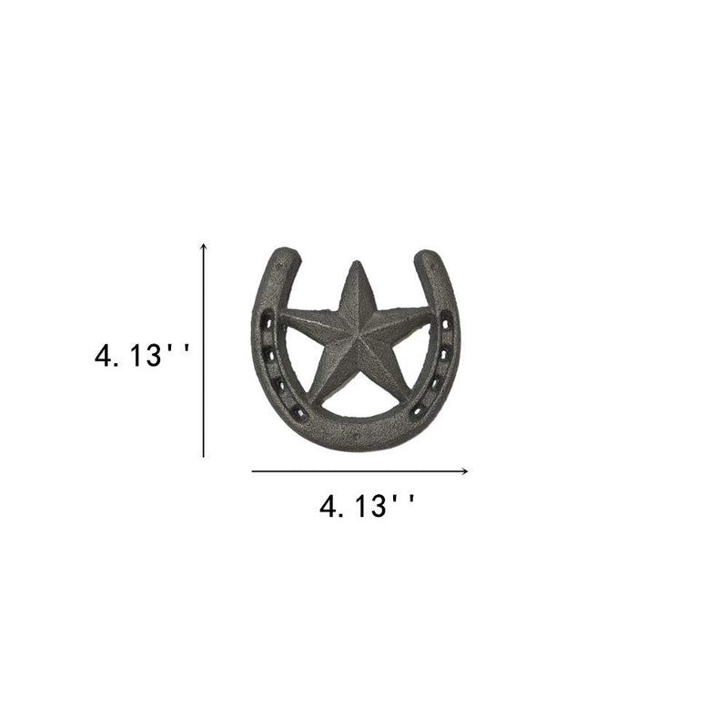 Cast Iron Horseshoe with Star Wall Decor, Medium Horseshoe Durable Cast Iron for Indoor Or Outdoor - PawsPlanet Australia