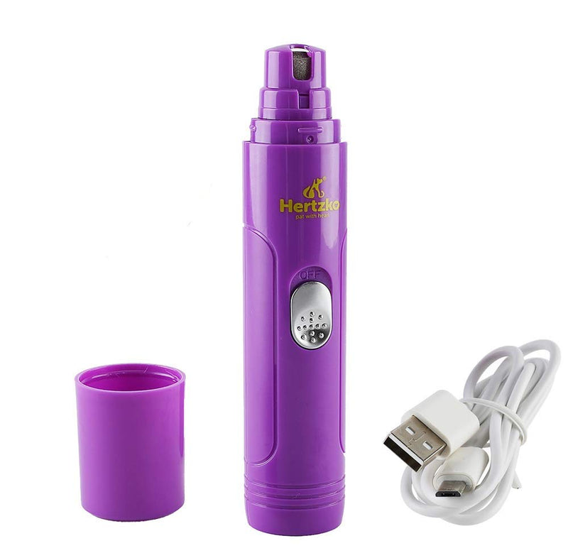 Hertzko Electric Dog Nail Grinder Painless Nail Tool for Puppies, Small Medium & Large Dogs & Cats - Cordless, Portable Dog Nail Trimmer, Clipper - Recharges with Included Micro USB Wire Purple - PawsPlanet Australia