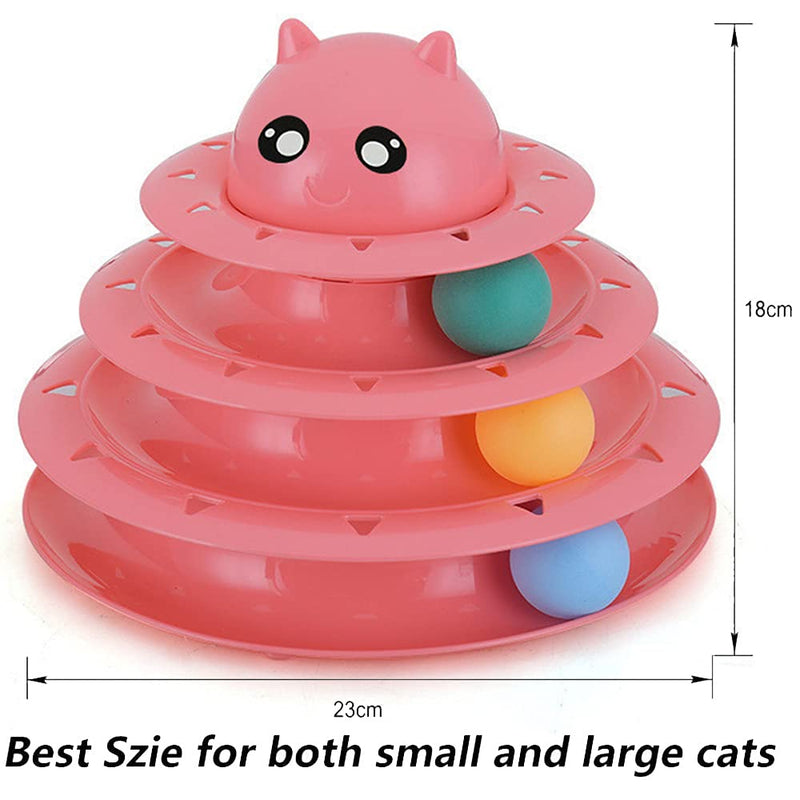 14 Pack Cat Toys for Indoor Cats Toy Roller Tracks Cat Feather Wand Toy Interactive Cat Ball Toys for Kitten Pink - PawsPlanet Australia