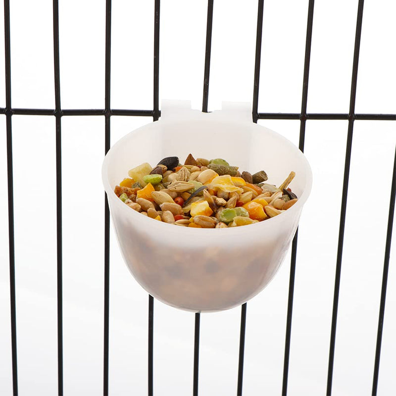 6 Pcs Mini Bird Food Bowl Feeder, Parrot Convenient Hanging Container, Plastic Pigeon Bird Cage Dish (White) - PawsPlanet Australia