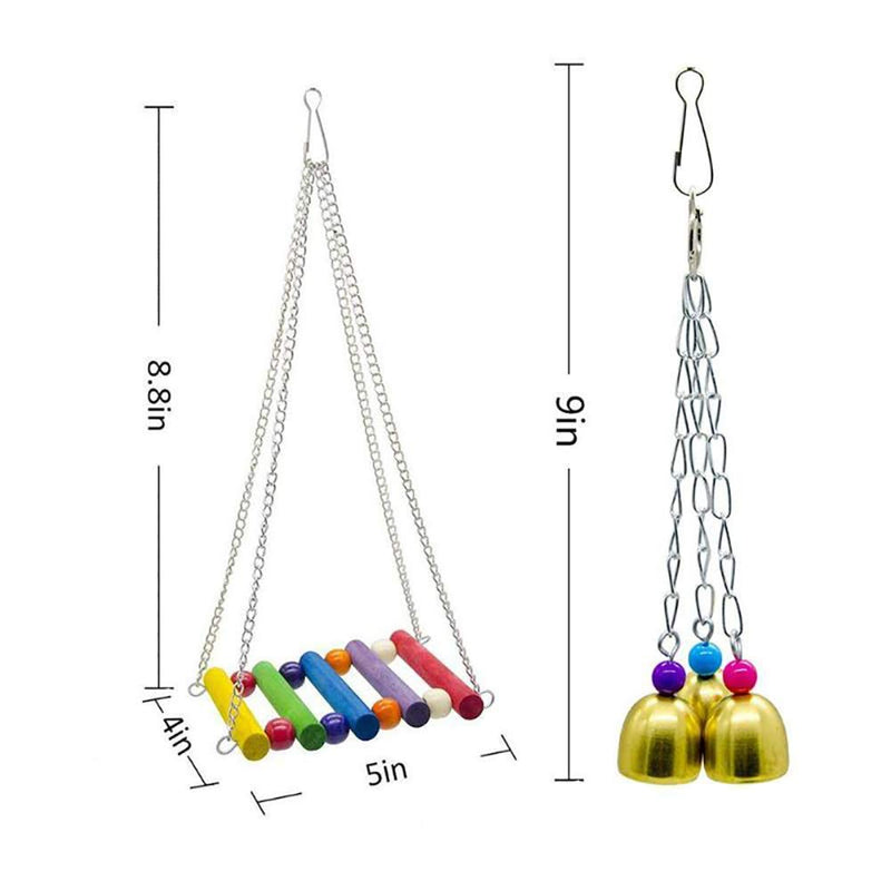 HIMM 7Pcs Parrot Toy Set Parrot Rope Toy Climb Toy Parrot Hanging Swing Toys Parrot Cuddly Toy Parrot Toy Set Including Wooden Ball Rotate Ladder,Bell Toy,Rope Toys,Swing Toys,Parrot Toy Bell - PawsPlanet Australia