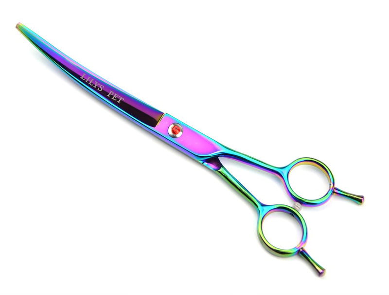 [Australia] - LILYS PET Professional PET Grooming Scissors Kit,Coated Titanium,Sharp and Strong Stainless Steel Blade for Dogs Cats Hair Cutting,3 Pieces of Scissors with a Comb and a Case 8.0 inches Rainbow 