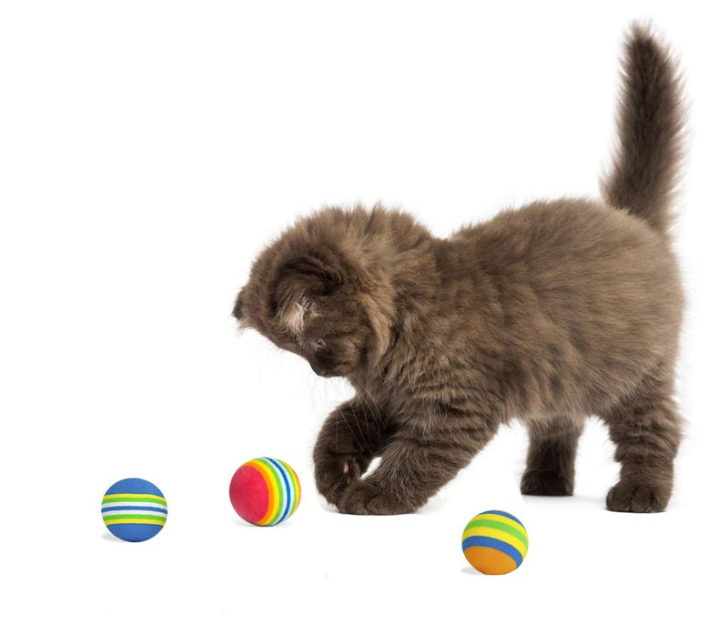 BIPY 25Pcs 3.5CM Cat Toy Balls Interactive EVA Soft Foam Colorful Rainbow Kitten Toys Ball for Small Dogs Puppies Puppy Kitty Quiet Indoor Outdoor Play Activity Chase Training - PawsPlanet Australia