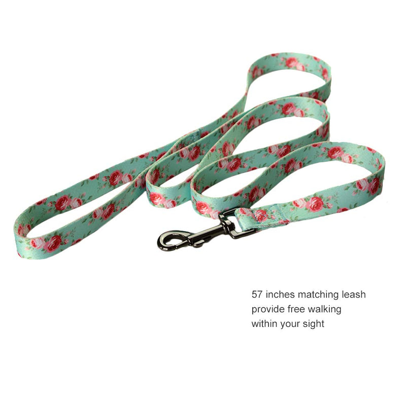 [Australia] - Ihoming Dog Collar and Leash Combo in Bohemia, Morocco, Floral and Dot Style Fit Small, Medium and Large Pet S-Up to 20 LBS Floral-Spring 