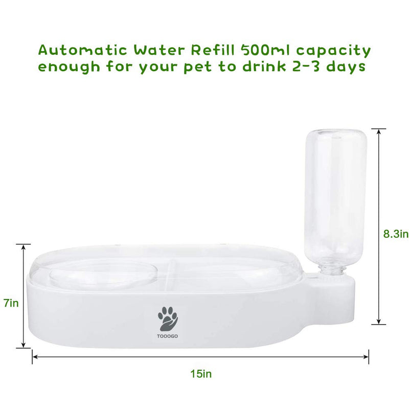 TOOOGO 2 in 1 Automatic Gravity Water Bowl & Food Bowl Set, Detachable No-Spill Pet Water Dispenser Bottle and Glass Feeder Bowl for Small or Medium Size Dogs Cats-Upgrade Upgraded - PawsPlanet Australia