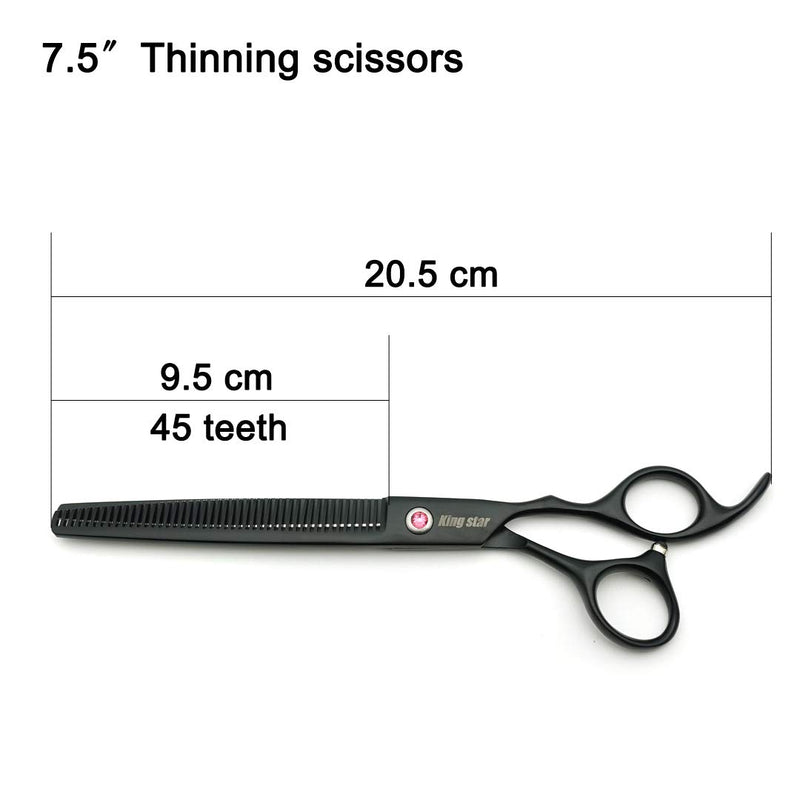 Kingstar Professional Pet Grooming Scissors Set Straight Scissors Thinning Scissors Curved Scissors with Comb case Comb 8 inches 8 inches black 3pcs set - PawsPlanet Australia