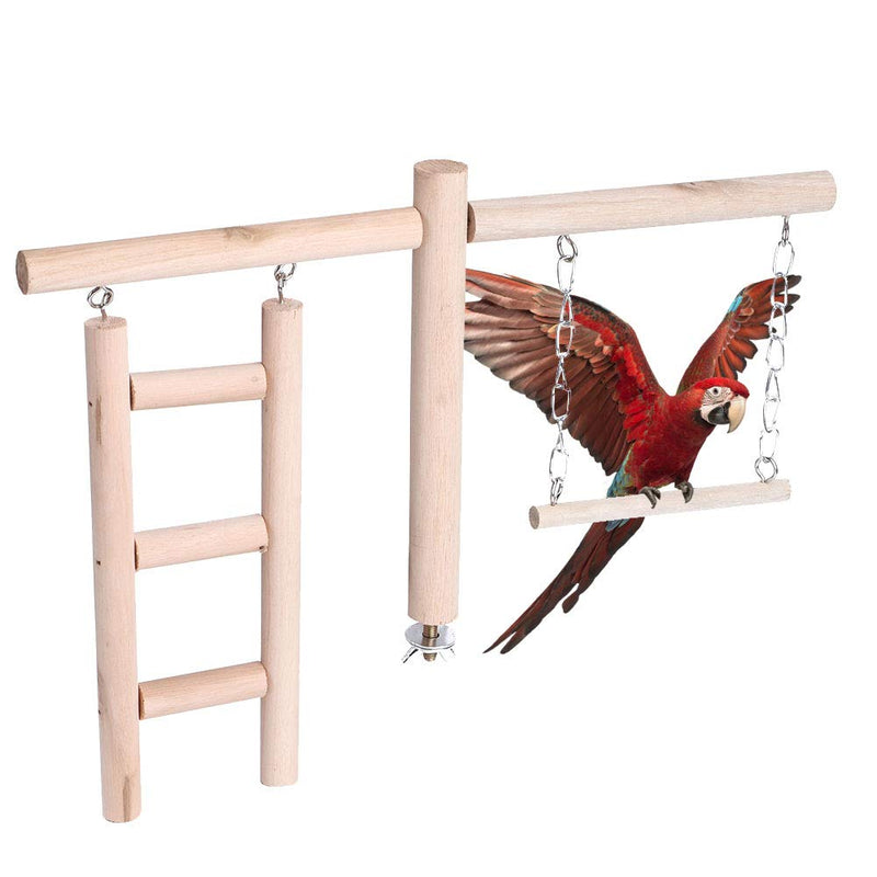 Tnfeeon Parrot Hanging Toy, Natural Wood Bird Parrot Swing Chewing Toys Bird Climbing Hanging Toy Hanging Ladder Stand Decoration for A Wide Variety of Parrots and Birds - PawsPlanet Australia