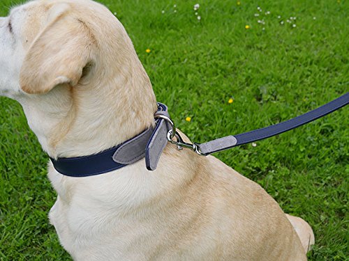 Rosewood Luxury Leather Dog Lead, 40 x 3/4 inch, soft touch navy - PawsPlanet Australia