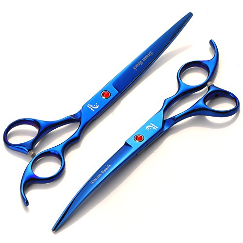 4Pcs/Set Scissors Shears Tool Kit Electroplated Finish with Comb for Pets Grooming or Human Haircut Hair Styling 7.0" Blue - PawsPlanet Australia