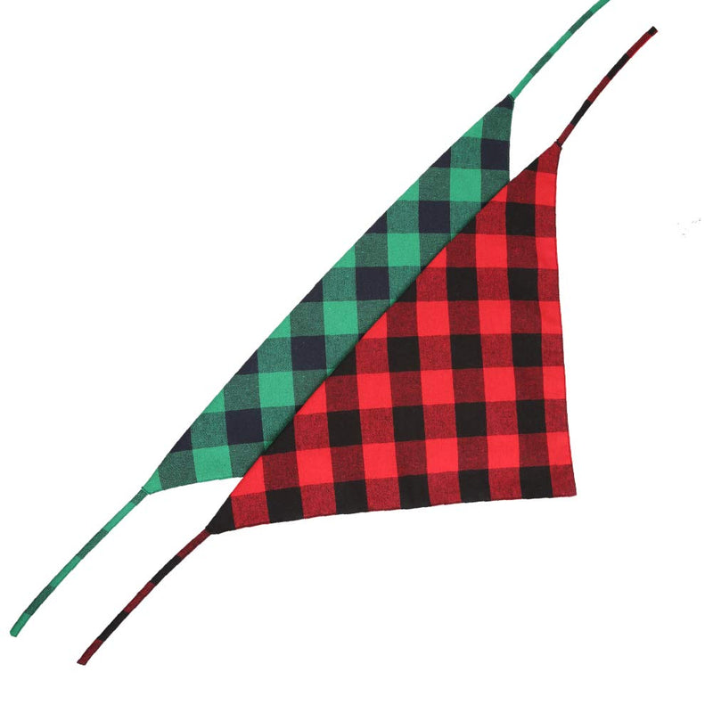 [Australia] - Lamphyface 2Pcs Dog Bandana Christmas Pet Triangle Scarf Plaid Accessories Bibs for Dog Cat Small 