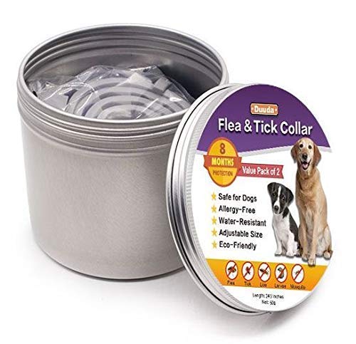 Duuda 2 Pack Dogs Flea and Tick Collar - 8 Months Protection for Dog and Puppies - Waterproof, Adjustable, Hypoallergenic and Ultra Safe Insect Repellent with Natural Essential Oils - PawsPlanet Australia