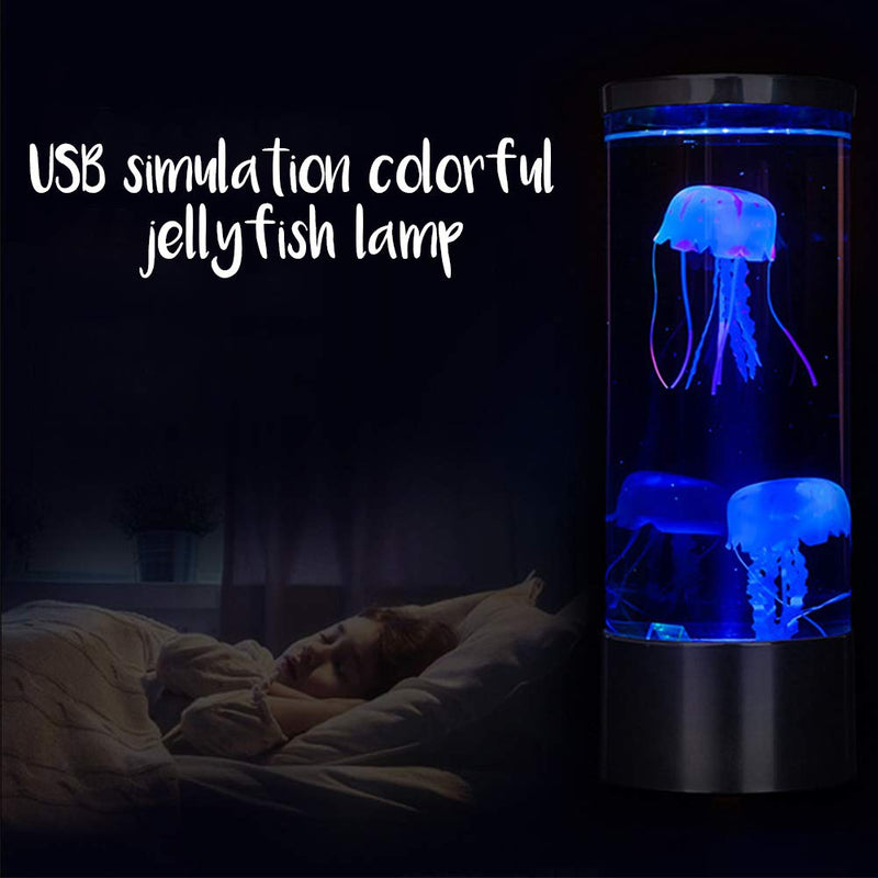 beiyoule Jellyfish Lamp,USB/Battery Powered Jellyfish Lava Lamp, with Remote Control 7 Color Setting Jellyfish Tank Mood Light，Mini Aquarium Night Light with Two Artificial Jellyfishes round - PawsPlanet Australia