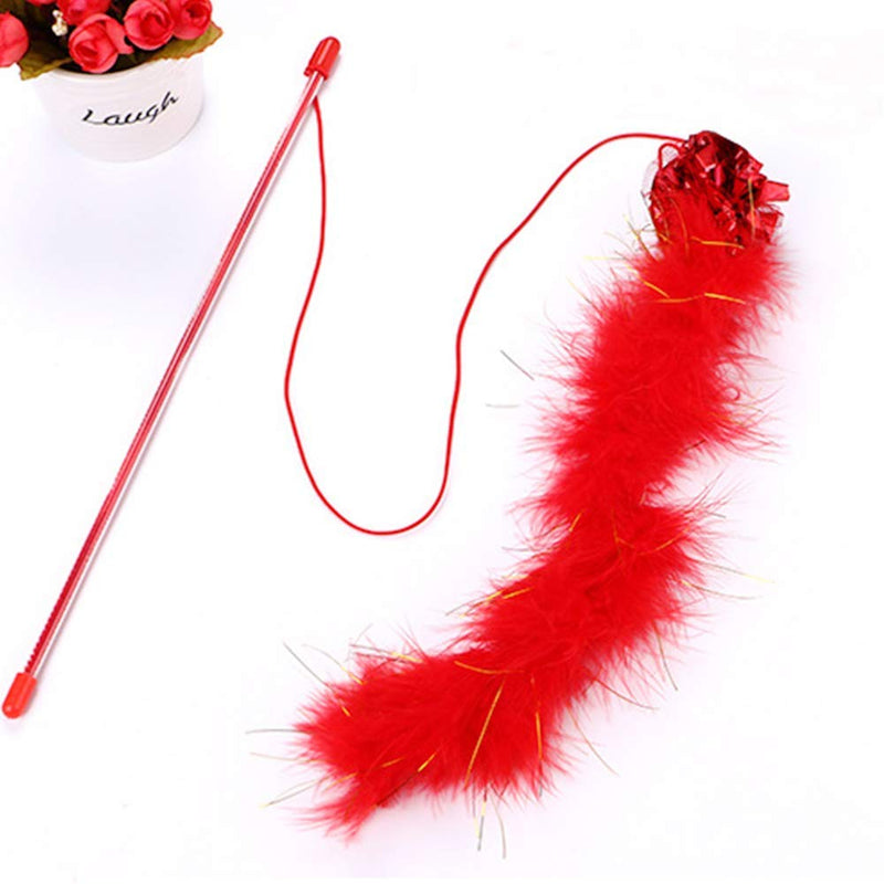 [Australia] - KABASI Cat Wand and Rainbow Charmer Toy, 2Pcs Interactive Cat Teaser Feather Wand with Sound Paper and 1Pcs Rainbow Ribbon Wand for Kitten Cat Having Fun Exerciser Playing 3PCS 