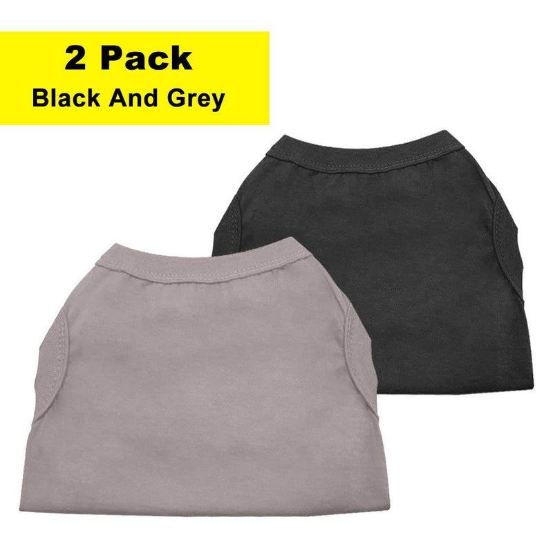 [Australia] - Chol&Vivi Dog Shirts Blank Clothes, 2pcs Dog T-Shirts Apparel Fit Fot Small Extra Small Medium Large Extra Large Dog Cat, Cotton Shirts Soft and Breathable M(Back Length 12") Black And Grey 