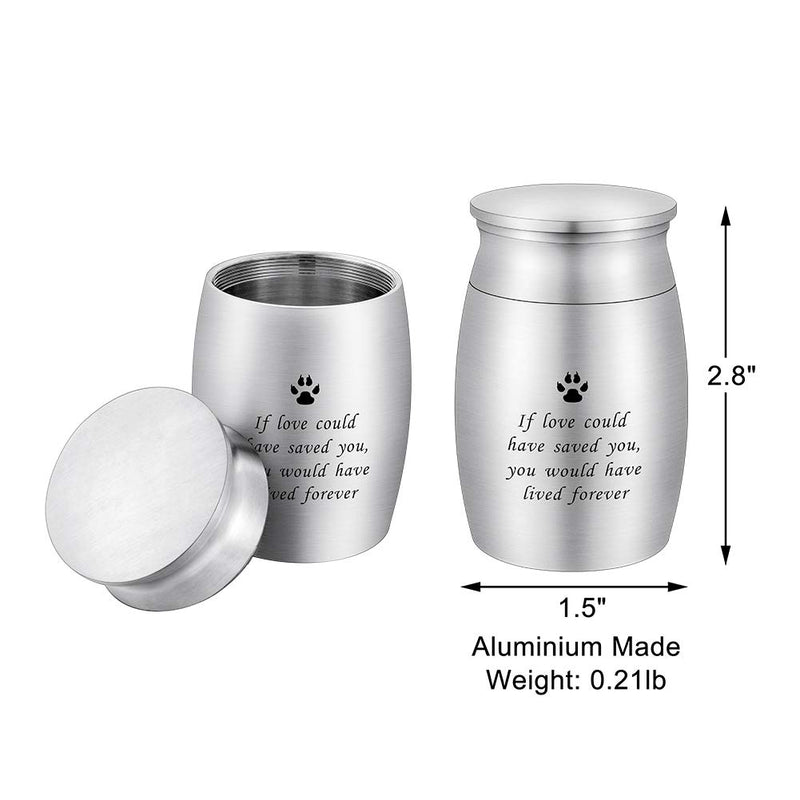 abooxiu 3 Inches Small Keepsake Urn for Pet Dog Ashes Aluminum Mini Cremation Urns for Dog Cat Memorial Ashes Urn for Sharing Fur Friend Ashes-If Love Could Have Saved You If Love Could Have Saved You - PawsPlanet Australia