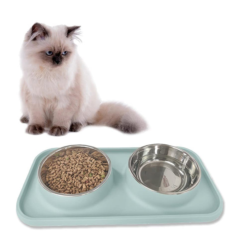 Cat Bowls for Food and Water with Stand,Cat Food Bowls with No Spill Non-Skid Silicone Mat,Removable Stainless Steel Bowls for Cats/Dog Bowls Small Size Dog Food Water Bowl for Pet Puppy Small Animals - PawsPlanet Australia