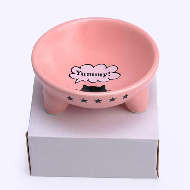 POPETPOP Ceramic Raised Cat Food Bowls-Cat Bowls with Stand,Elevated Puppy Feeder,Single Raised Cat Dish Perfect for Cats and Puppy-Pink Size 1 - PawsPlanet Australia