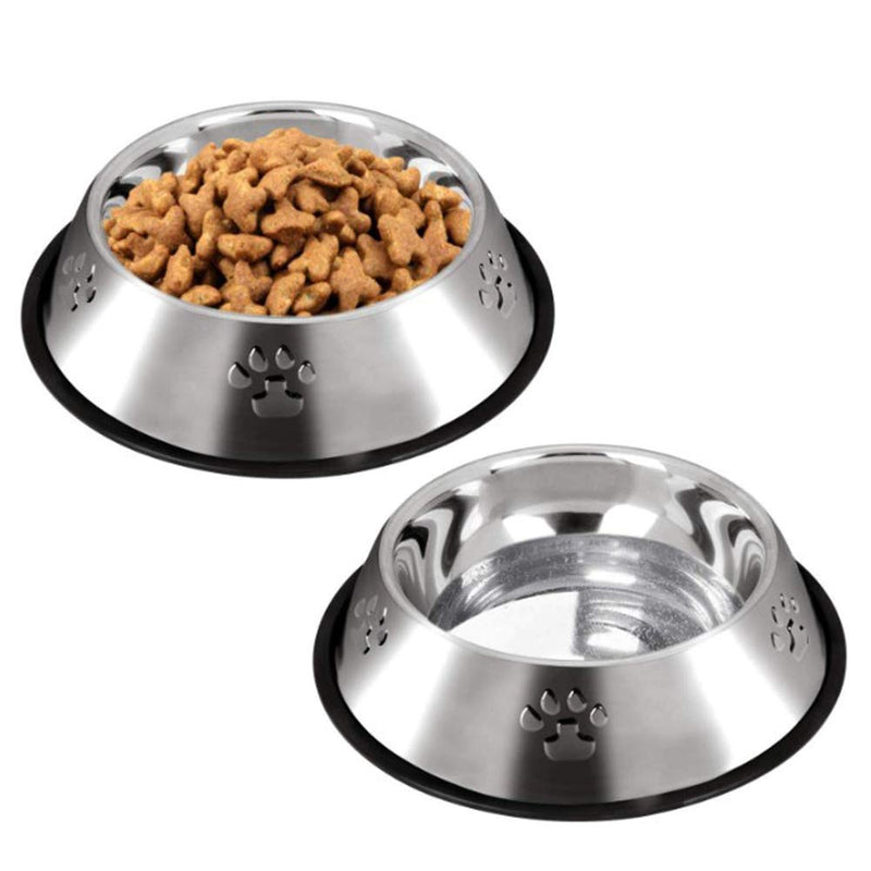 Yorgewd 2 Pack 8.5 In Dog Bowl Stainless Steel Double Non-Slip Slow Feeder Pet Bowls for Food Water Preventing Choking Fun with 2 Spoon Feeding Bowls (M) - PawsPlanet Australia