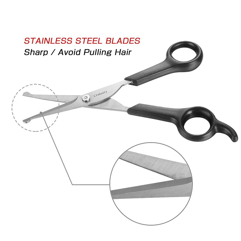 Chibuy Dog Grooming Scissors set Pack of 2 with Round Tips Stainless Steel Dog Eye Cutter Shears, Home Professional Pet grooming Tools for Dogs and Cats Curved scissors set - PawsPlanet Australia