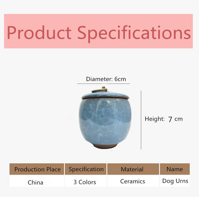 Vencede Handicrafted Ceramics Mini Pet Urns, Small Urn for Human Ashes, Ashes Keepsake Memorial Ashes Holder, Pet Coffin, Urn for Dog Ashes Cat Ashes Pet Ashes, Sealed Ceramic (Blue) Blue - PawsPlanet Australia
