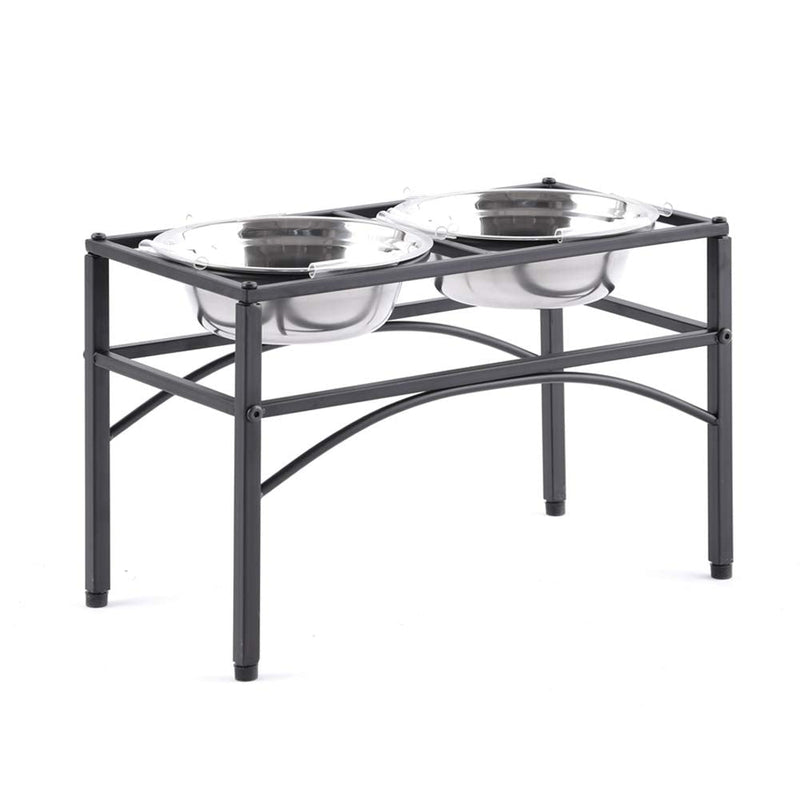 Double Raised Dog Bowl with Stand Stainless Steel Elevated Pet Feeder Dishes Non Spill Water Food Feeding Bowls for Dogs Cats (M) Medium - PawsPlanet Australia