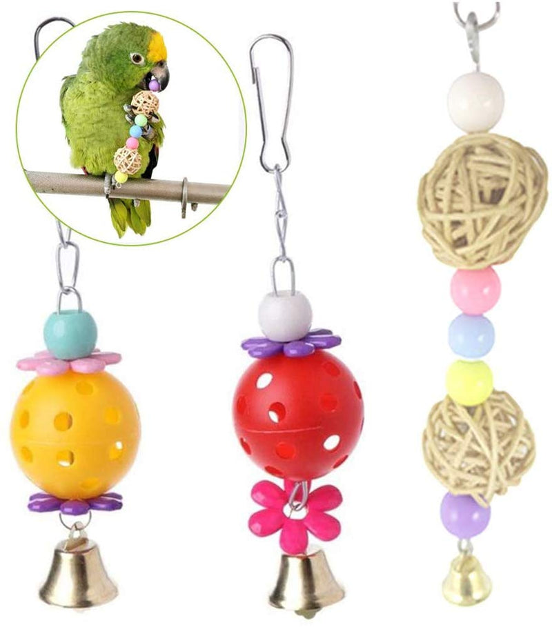 Trecynd 12 Packs Bird Toys Parrot Swing Toys, Chewing Toys Colorful Hanging Bell Pet Cage Toys Hammock bird perch stand Suitable for Small Parakeets, Conures, Love Birds, Cockatiels, Macaws, Finches - PawsPlanet Australia