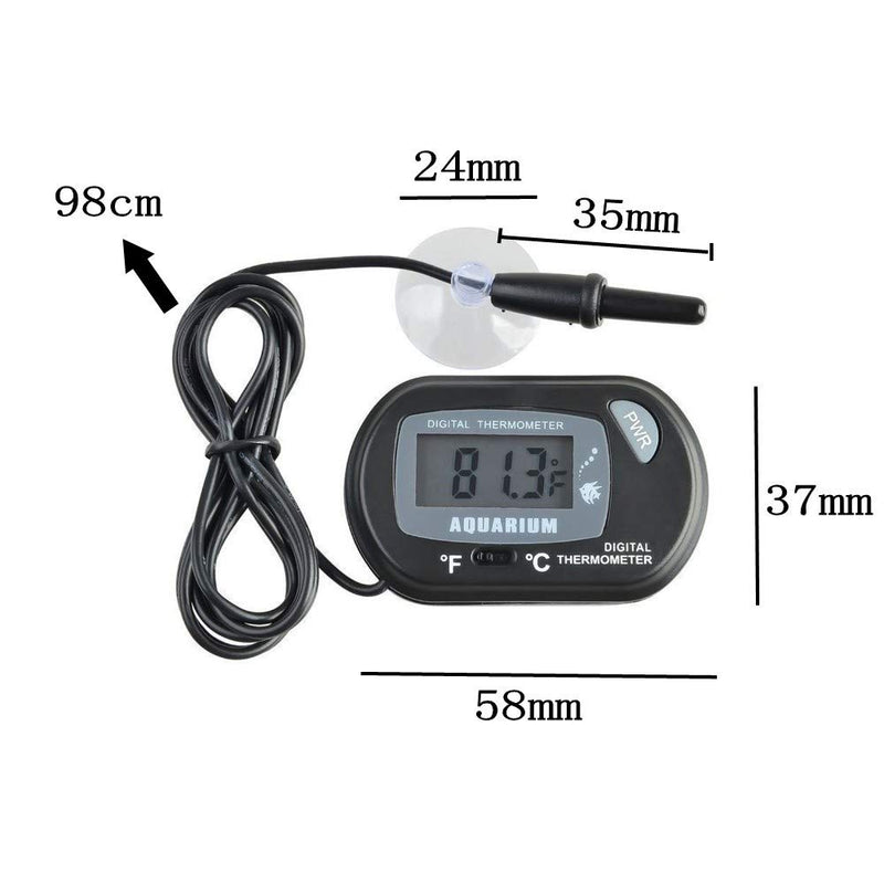JZK 2 x Small Digital Aquarium Thermometer with Suction Cups & Probe & Battery, Water Temperature Gauge Meter for Marine Fish Tank, Incubator, Reptile Tank - PawsPlanet Australia