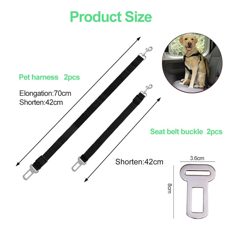 Dog belt for car, seat belt dog car, dog seat belt car, dog seat belt car, seat belt dog car, dog car, dog belt, dog harness car, car harness dog, dog belt car, 4 pieces black, 4 pieces - PawsPlanet Australia
