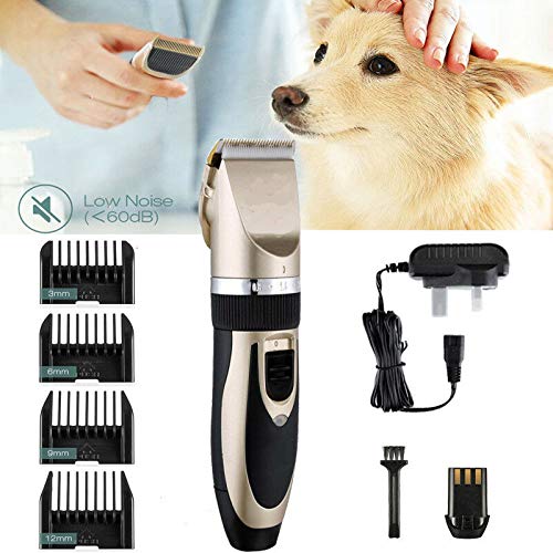 bxtbest-seller Dog Clippers, 5 Speed Cordless Electric Pet Grooming Clippers pet shaver clippers, Low Noise (Gold) UK plug - PawsPlanet Australia