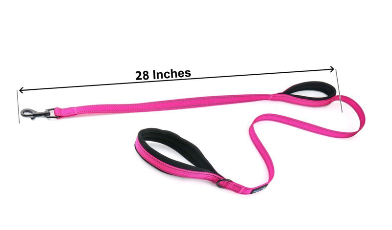 [Australia] - Wagtime Club Soft & Thick 5FT Double Handle Leash with Neoprene Padded Handle for Small to Medium Dog Lively Pink 