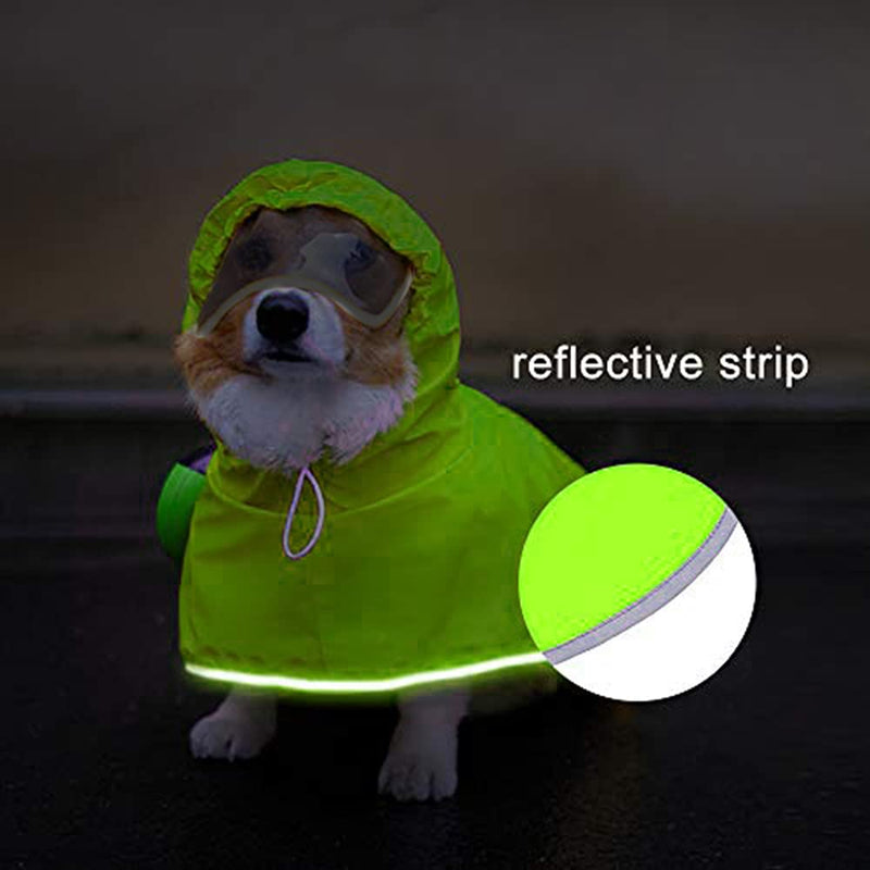 Dog Raincoat with Hood for Small Dog,Medium Dog, Luccalily Waterproof Dog Rain Jacket with Reflective Strip Adjustable Belly Strap Lightweight Poncho with Storage Bag Fluorescent green - PawsPlanet Australia