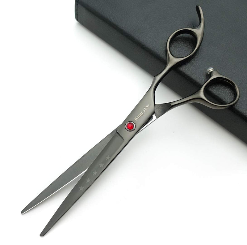 Kingstar Professional Pet Grooming Scissors Set Straight Scissors Thinning Scissors Curved Scissors with Comb case Comb 7 inches 7 inches Titatium-black set - PawsPlanet Australia