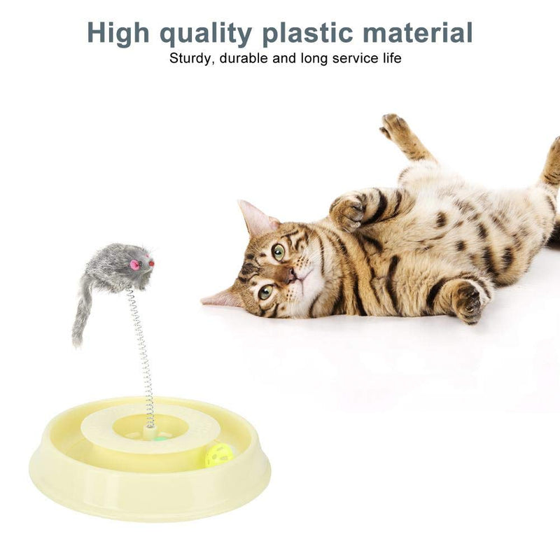 Roller Cat Toy, Interactive Fun Cat Toys Cat Teaser Ball Toys Circuit Ball Cat Toy Chase Toy Exercise Toy with Bell Ball and Plush Mouse(yellow) yellow - PawsPlanet Australia