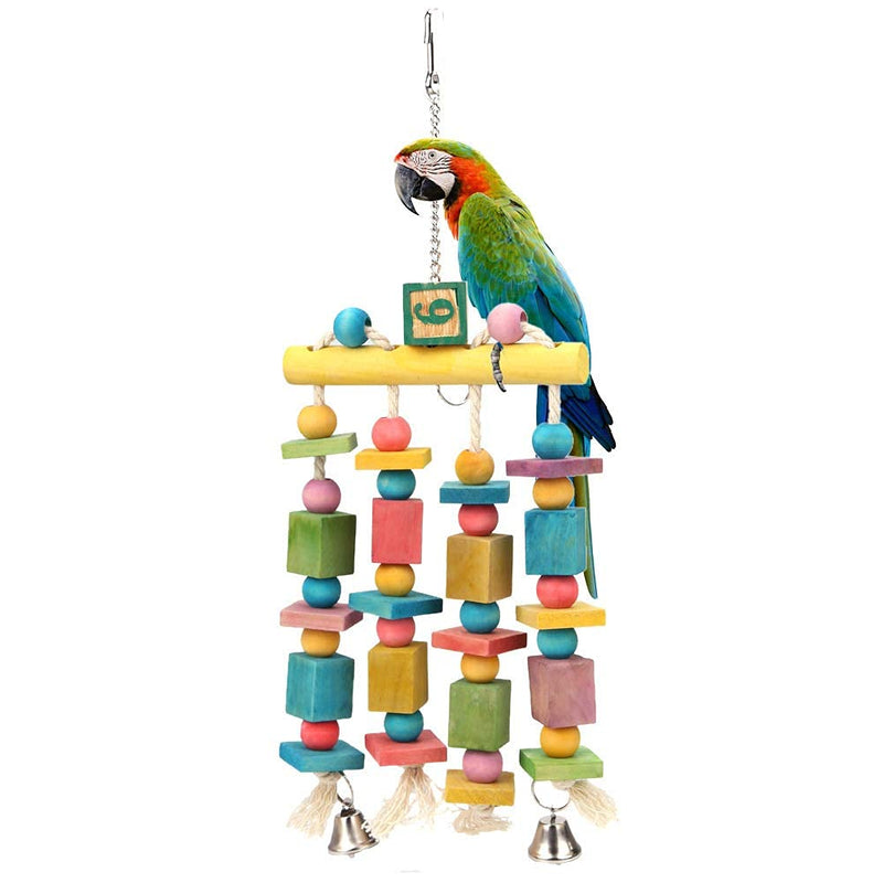 Wood Bird Chewing Toys, Multicolored Natural Wooden Blocks,Blocks Parrot Tearing Toys, Bird Parrot Chewing Sticks Toys for Finch, Budgie, Parakeets, Cockatiels, Conures, Love Birds and Amazon Parrots - PawsPlanet Australia