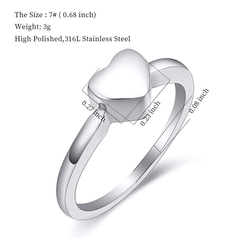 #5#6#7#8#9 Tiny Heart Cremation Urn Ring Hold Loved Ones Ashes for Women Finger Ring Memorial Jewelry 7# - PawsPlanet Australia