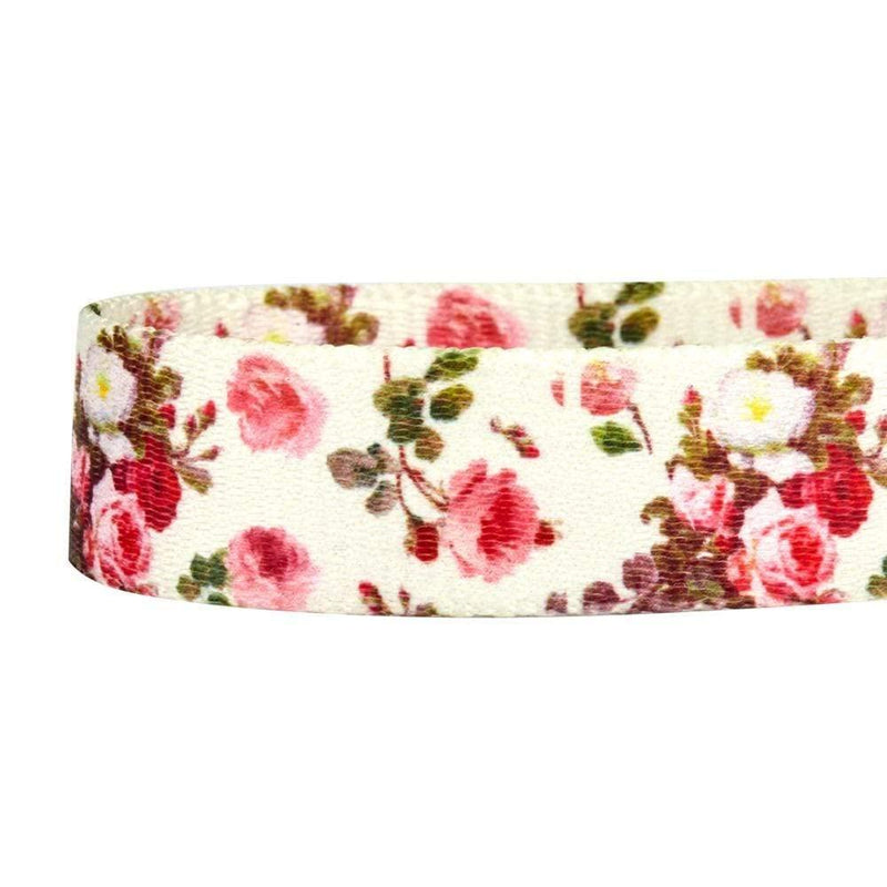 Blueberry Pet New 1.5cm by 150cm Spring Scent Inspired Pink Roses Pattern Ivory Small Basic Nylon Dog Leashes, S Small Dog Leash, Matching Dog Collar Available Separate 1.5cm x 150cm Leash - Ivory - PawsPlanet Australia