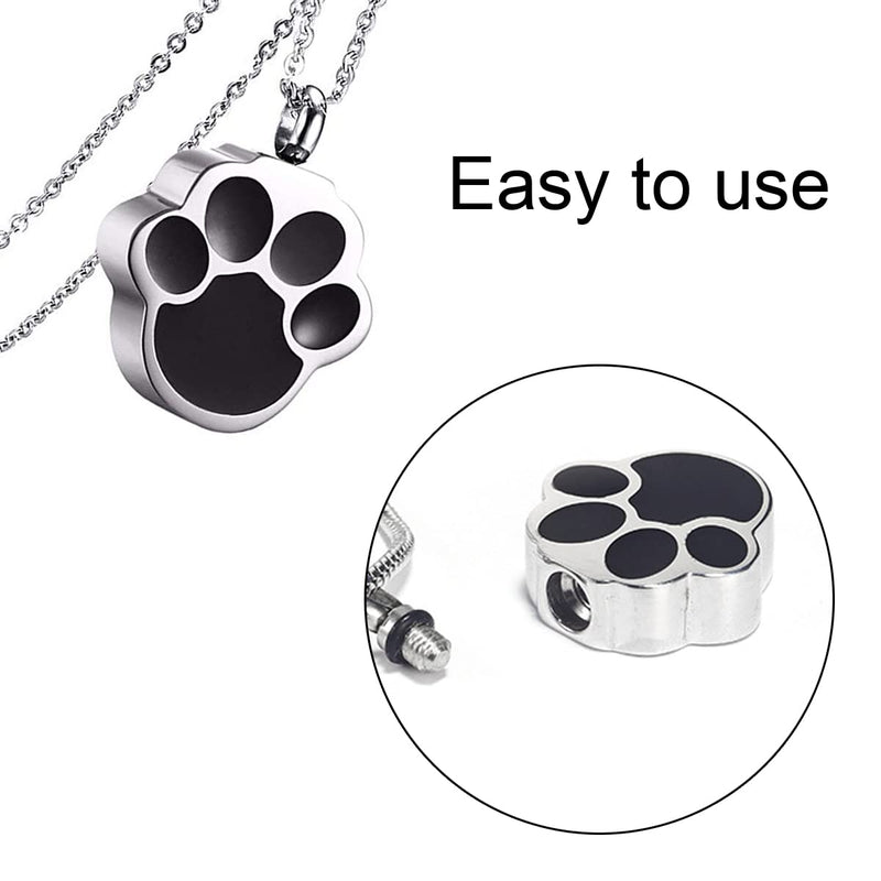 通用 Dog Paw Urn Necklace Pet Urn Pendant Stainless Steel Cremation Urn Necklace Funnel Kit for Human Pet Ashes Keepsake - PawsPlanet Australia