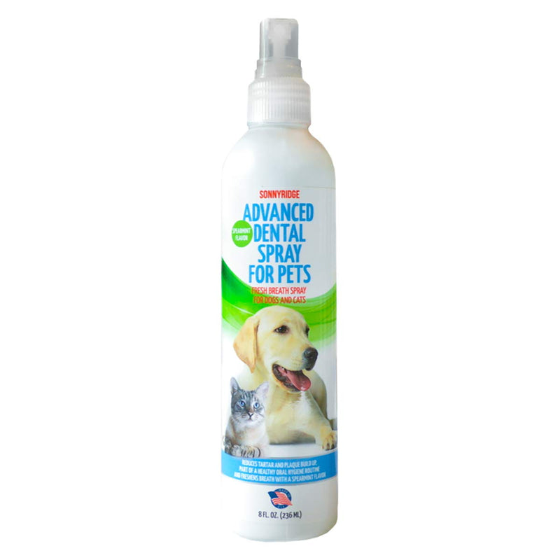 Sonnyridge Dog Dental Spray Removes Tartar, Plaque and Freshens Breath Instantly. The Most Advanced Dental Spray for Healthy Teeth, Gums and Oral Health Care for Your Dog, Cat or Pet - 1-8 oz. Bottle - PawsPlanet Australia