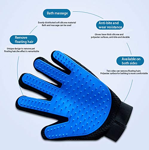 weiyun [Upgrade Version] Pet Grooming Glove Hair Remover Brush Gentle Deshedding Efficient Pet Mitt Pet Massage Gloves Left & Right Hand Draw Dogs Cats Horses Long Short Brush 1Pair (Blue) - PawsPlanet Australia